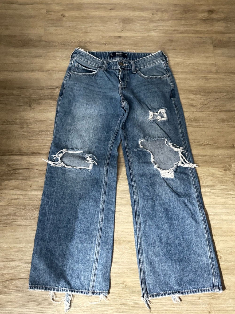 Hollister Washed Blue Wide-Leg Denim Jeans